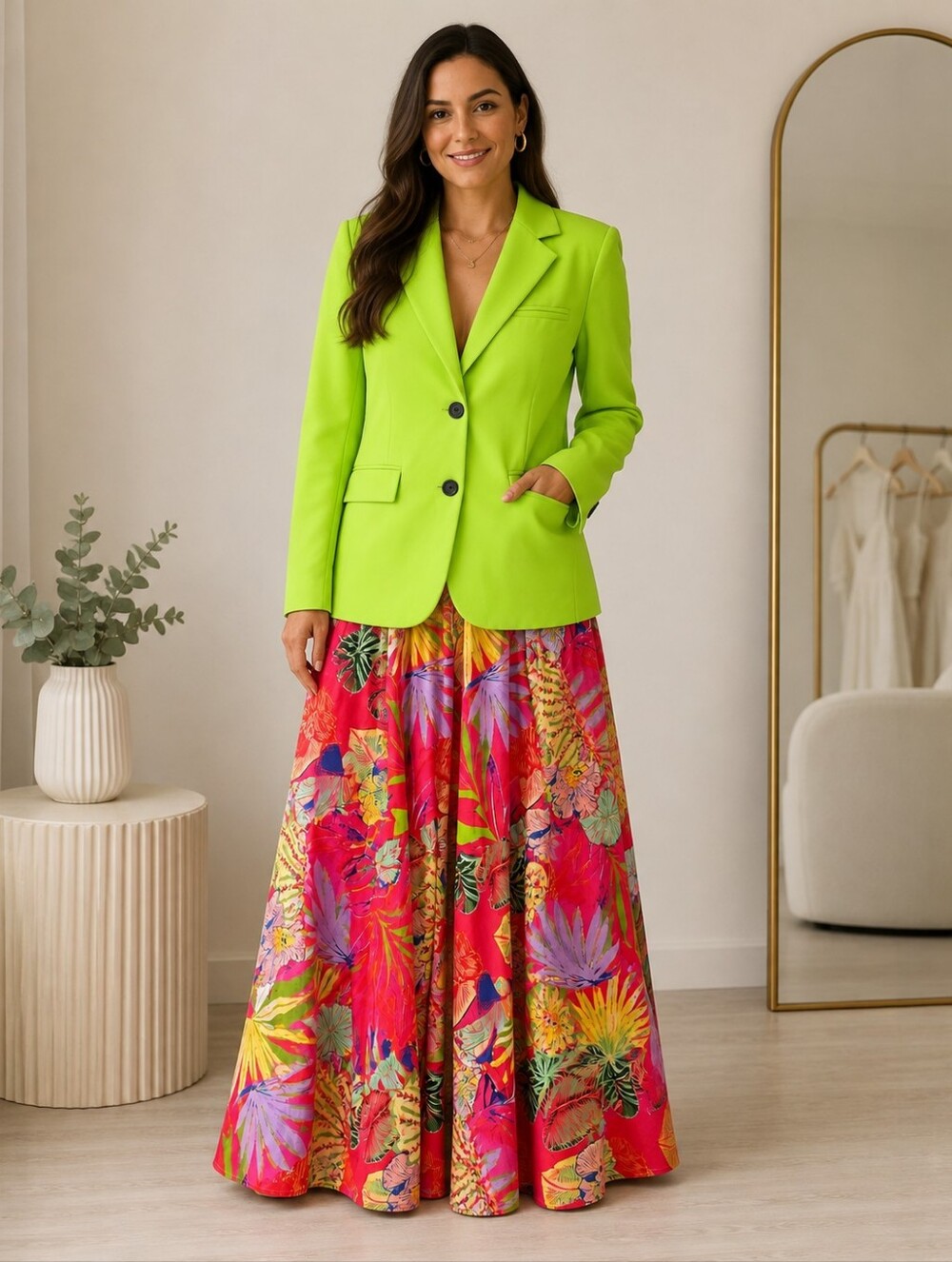 Christian Siriano Tropical Floral Maxi Skirt Size M NWOT